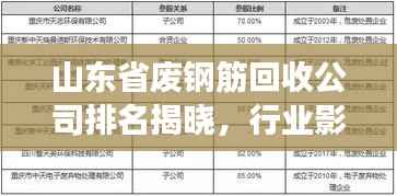 山东省废钢筋回收公司排名揭晓,行业影响力榜单重磅出炉!