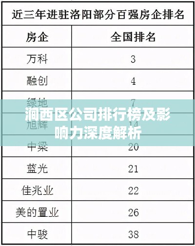 涧西区公司排行榜及影响力深度解析