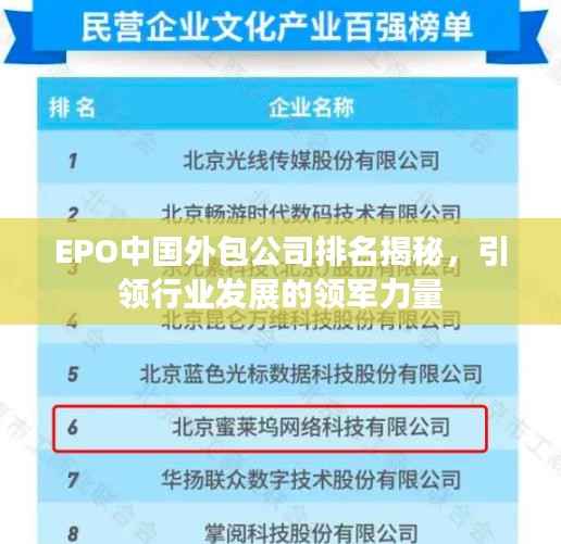 EPO中国外包公司排名揭秘，引领行业发展的领军力量